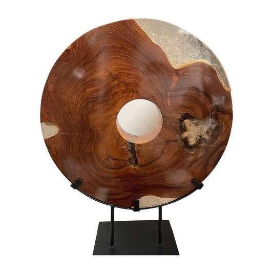 Timber & Resin Disc on Black Stand