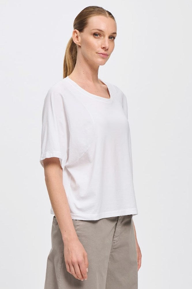 Button Back Tee - White - Transit