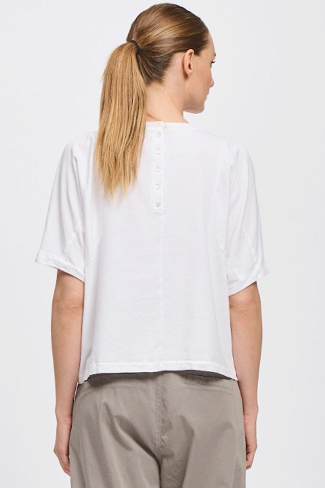 Button Back Tee - White - Transit
