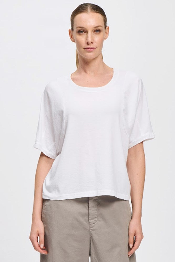 Button Back Tee - White - Transit