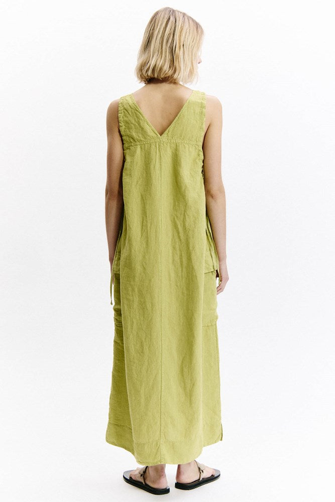 Linen Cargo Dress - Lime