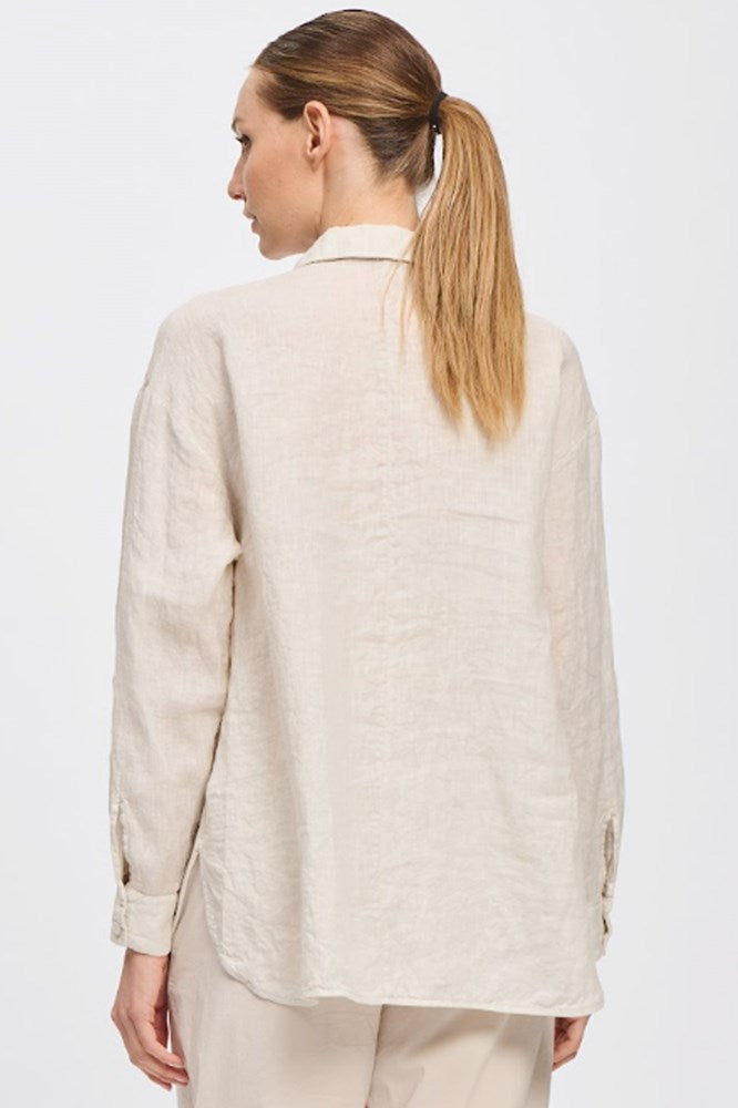 Long Sleeve Linen Button Up Shirt - Natural - Transit