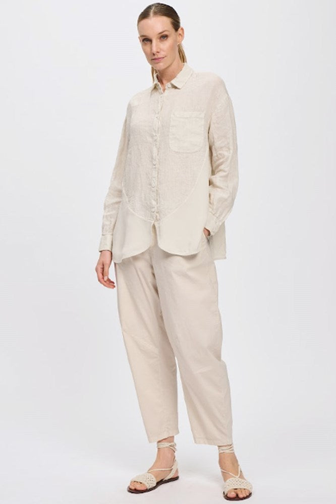 Long Sleeve Linen Button Up Shirt - Natural - Transit