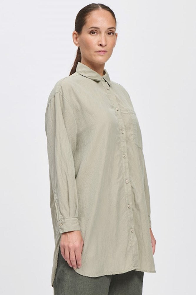 Long Sleeve Silk Blend Shirt - Khaki - Transit