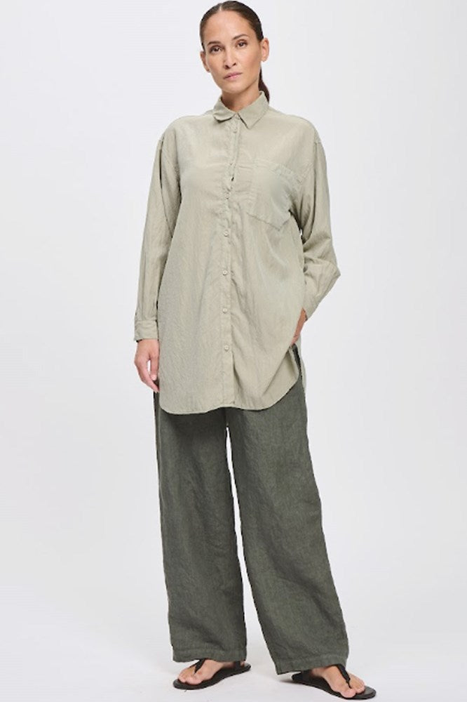 Long Sleeve Silk Blend Shirt - Khaki - Transit