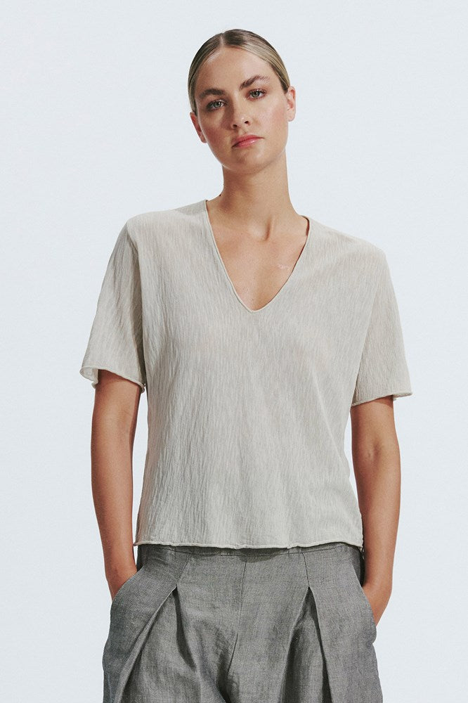 V Neck Kint Tee Rope
