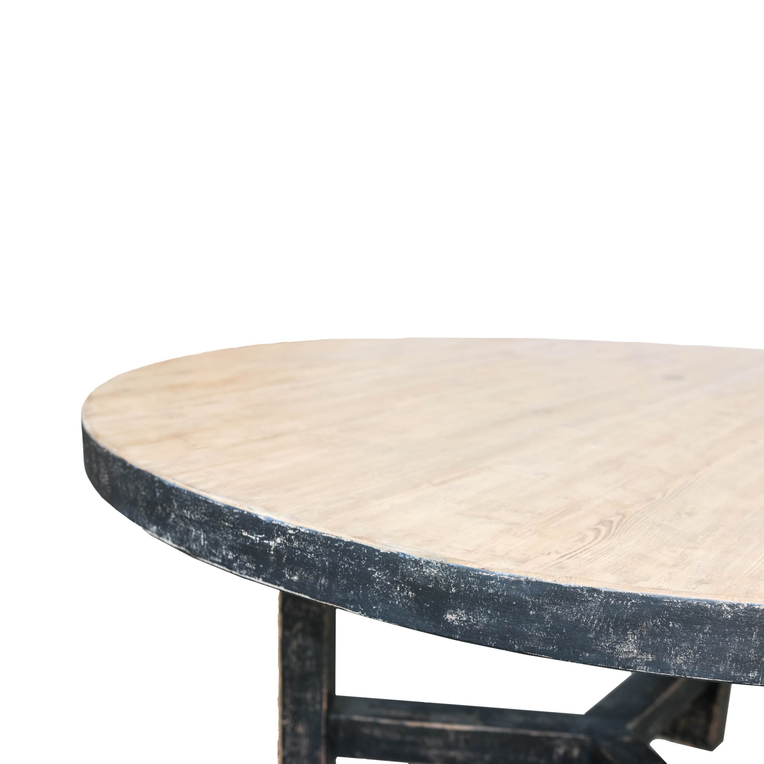 Venteo Round Rustic Black Timber Dining Table 1.5m Seats 6