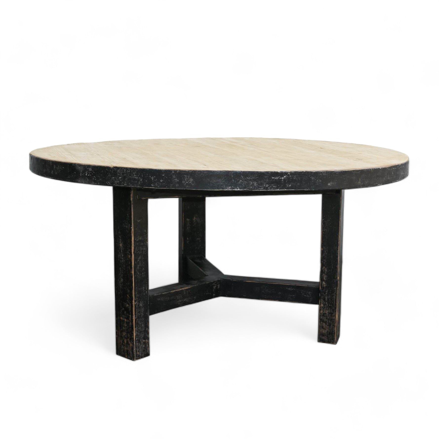 Venteo Round Rustic Black Timber Dining Table 1.5m Seats 6