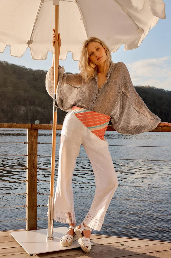 White Fringe Pant