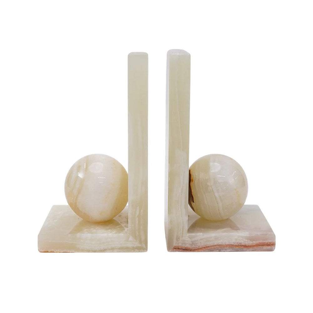 White Onyx L Shaped Bookends - Set of 2