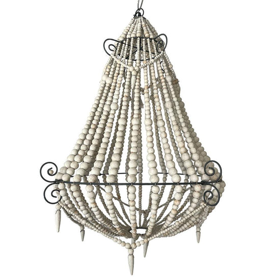 White Timber Beaded Chandelier