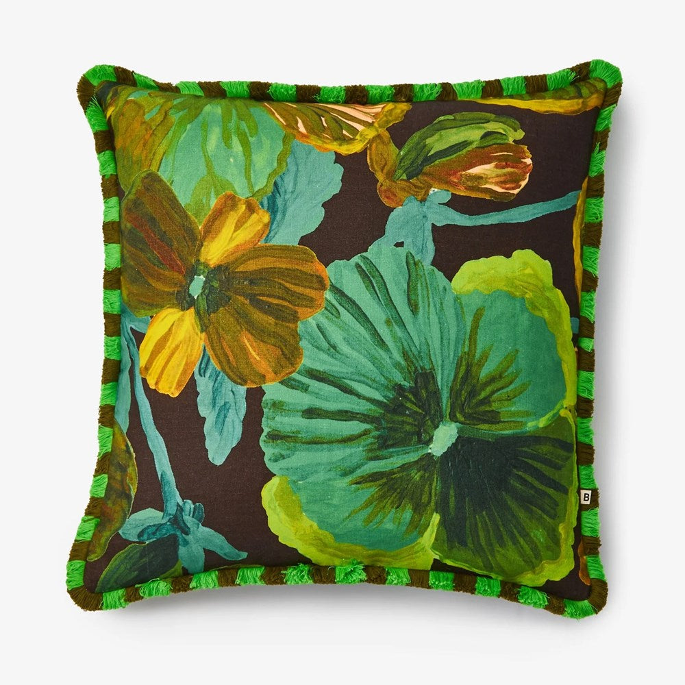 Wild Pansy Emerald Cushion