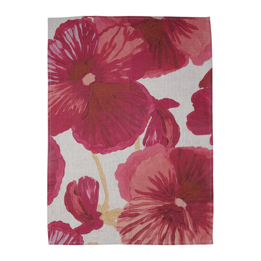 Wild Pansy Pink Tea Towel