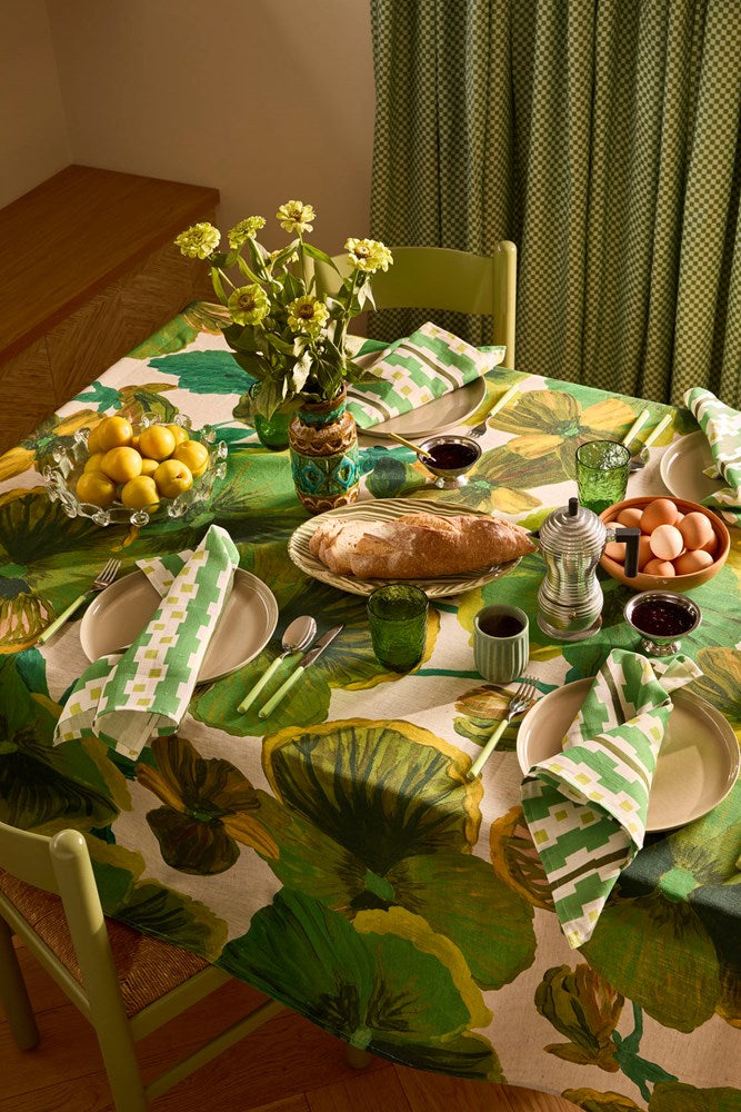 Wild Pansy Verde Tablecloth - Large
