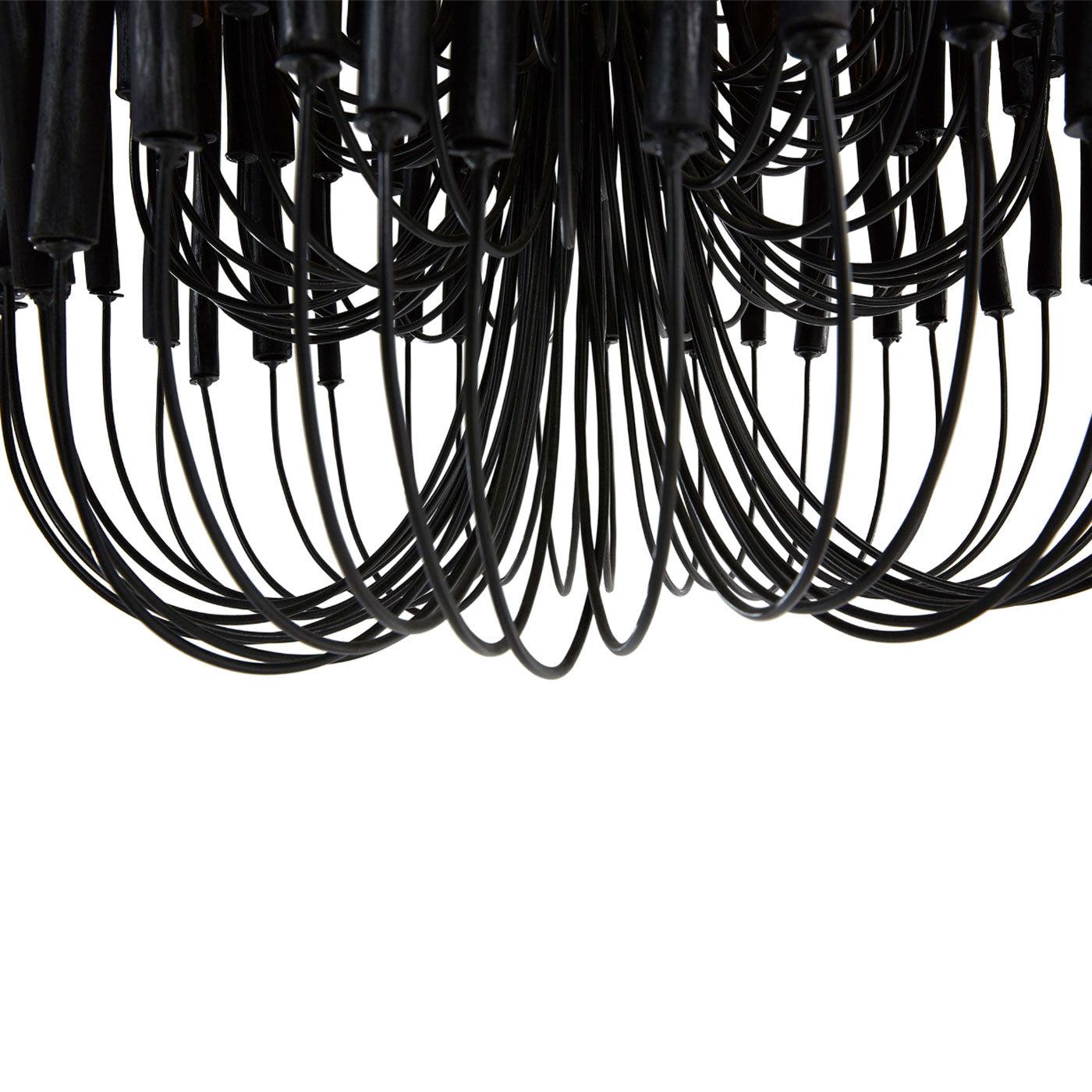 Wood Candlestick Chandelier - Black-St Barts