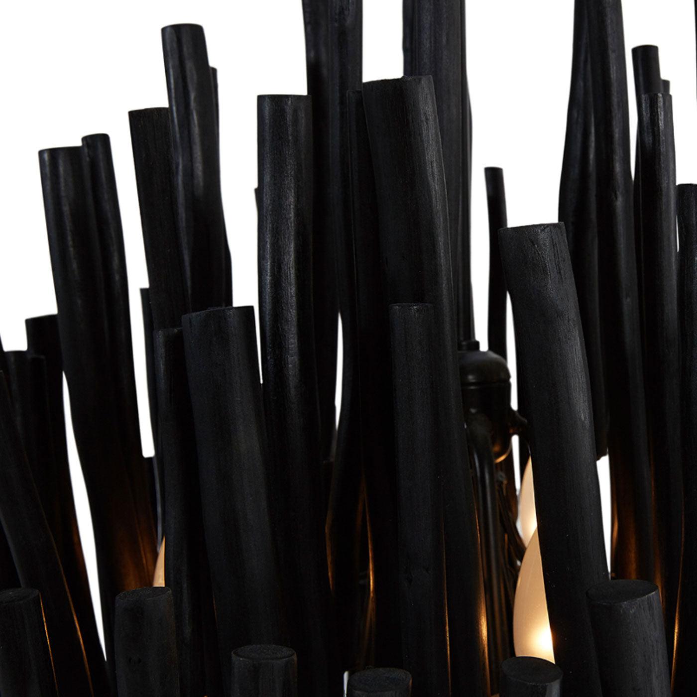 Wood Candlestick Chandelier - Black-St Barts