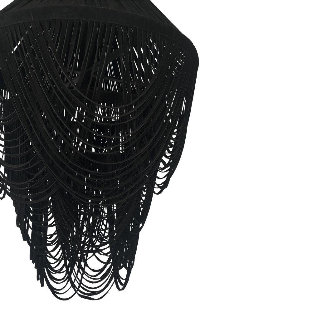 Yumi Draped Black Suede Chandelier