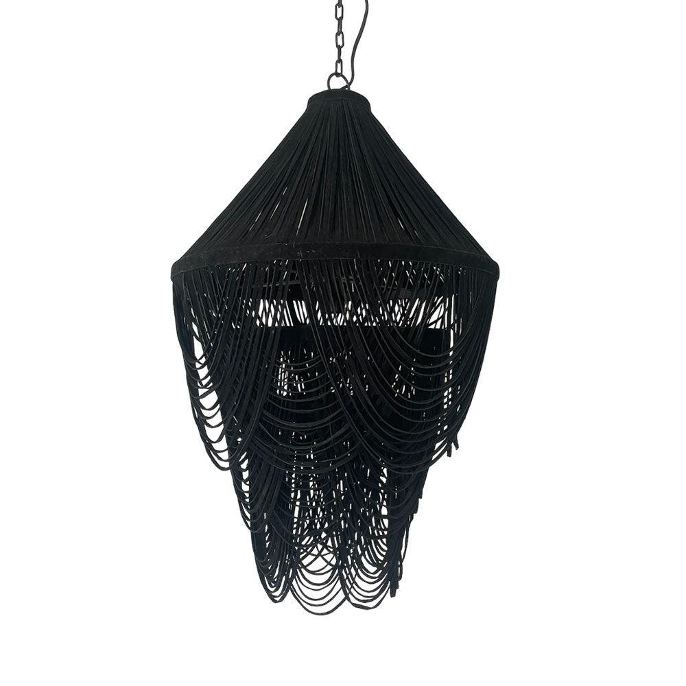 Yumi Draped Black Suede Chandelier