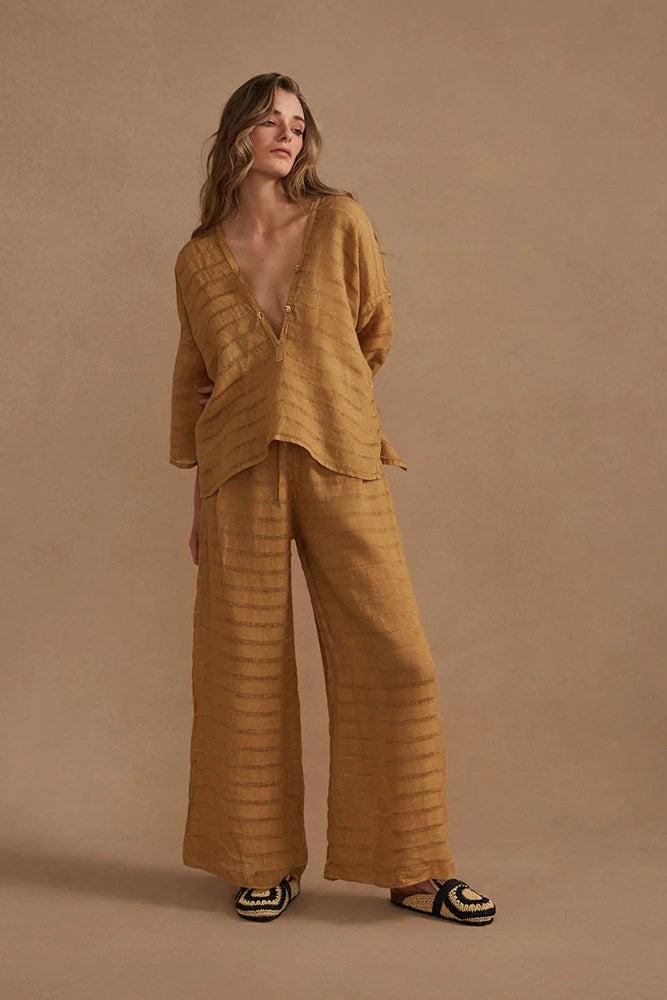 Zali Top - Ochre Stripe