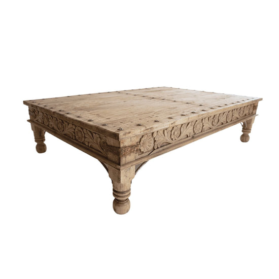 Indian Carved Coffee Table with Stud Detail