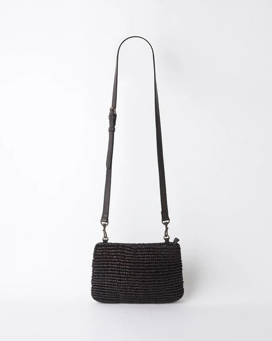 Loop Knit Leather Bag - Black