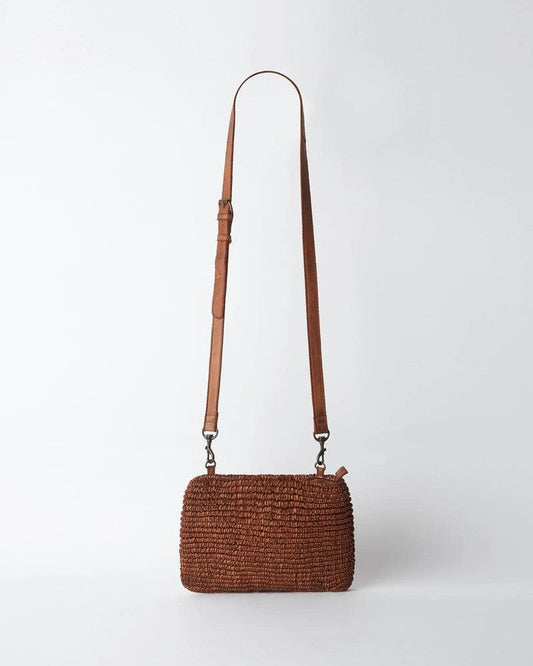 Loop Knit Leather Bag - Cognac