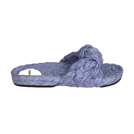 Tango Raffia Slide Shoes - Sky