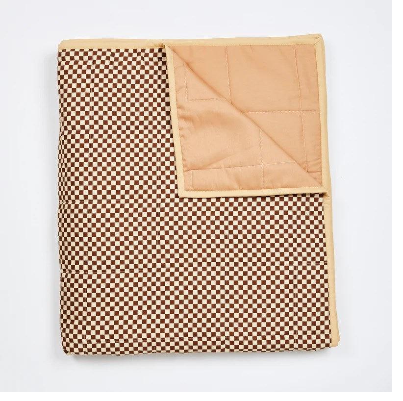 Tiny Checkers Cocoa quilted throw