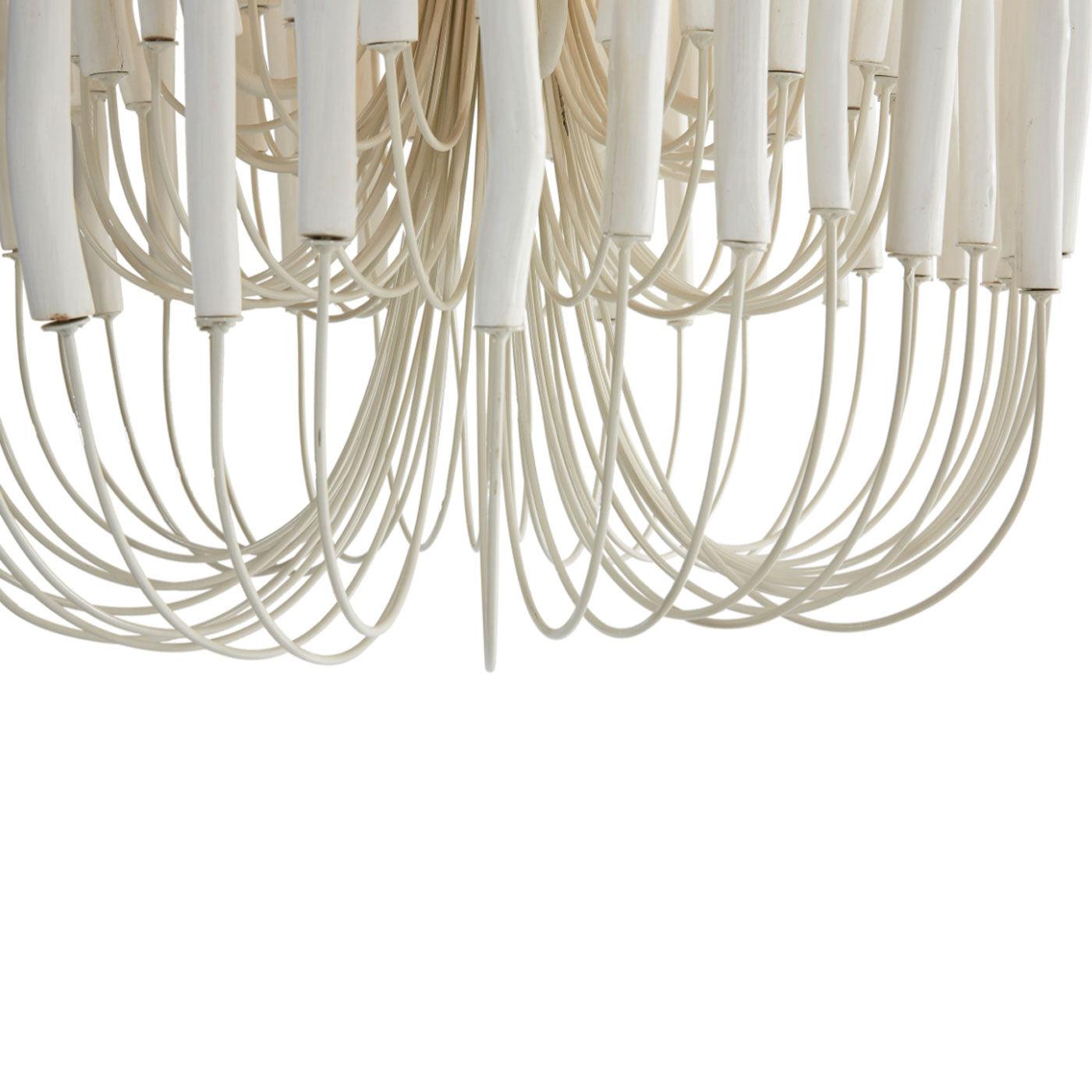 Wood Candlestick Chandelier - White