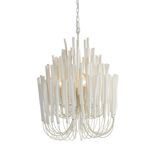 Wood Candlestick Chandelier - White