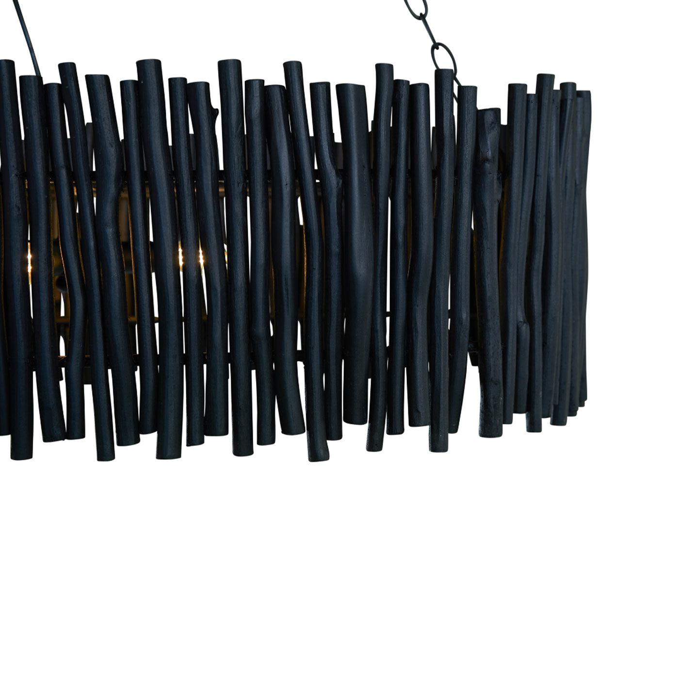 Wood Candlestick Oval Chandelier - Black-St Barts